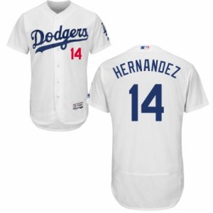 Men\'s Majestic Los Angeles Dodgers #14 Enrique Hernandez White Flexbase Authentic Collection MLB Jersey