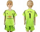 2017-18 Manchester United 1 DE GEAF luorescent Green Youth Goalkeeper Soccer Jersey