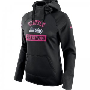 Women\'s Seattle Seahawks Black Breast Cancer Awareness Circuit Performance Pullover Hoodie