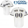 Customized Milwaukee Brewers Jersey White Home Cool Base 40th Anniversary Patch Baseball