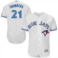 Mens Toronto Blue Jays #21 Michael Saunders White Flexbase Authentic Collection Stitched Baseball Jersey