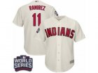 Youth Majestic Cleveland Indians #11 Jose Ramirez Authentic Cream Alternate 2 2016 World Series Bound Cool Base MLB Jersey