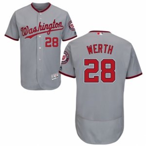 Mens Majestic Washington Nationals #28 Jayson Werth Grey Flexbase Authentic Collection MLB Jersey