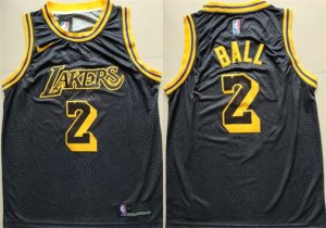 Lakers #2 Lonzo Ball Black 2018-19 City Edition Nike Swingman Jersey