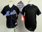 Youth New York Mets Blank Black Cool Base W 2015 World Series Patch Stitched MLB Jersey