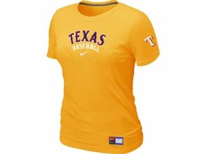 Women Texas Rangers Nike Yellow Short Sleeve Practice T-Shirt