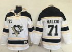 Mens Pittsburgh Penguins #71 Evgeni Malkin White Sawyer Hooded Sweatshirt Stitched NHL Jersey