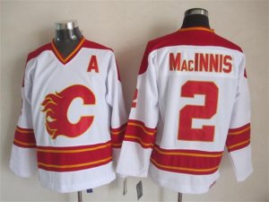 NHL Calgary Flames #2 Al MacInnis White CCM Throwback Jerseys