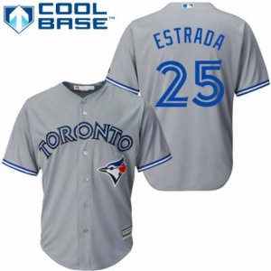 Mens Majestic Toronto Blue Jays #25 Marco Estrada Authentic Grey Road MLB Jersey