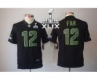 2015 Super Bowl XLIX nike youth nfl jerseys seattle seahawks #12 fan black[nike impact limited]