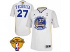 Mens Adidas Golden State Warriors #27 Zaza Pachulia Swingman White Alternate 2017 The Finals Patch NBA Jersey