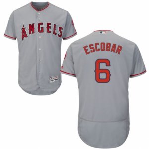 Men\'s Majestic Los Angeles Angels of Anaheim #6 Yunel Escobar Grey Flexbase Authentic Collection MLB Jersey