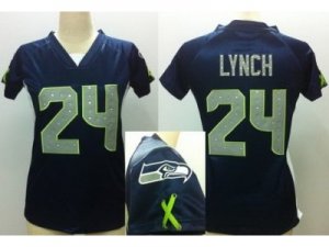 Nike Women Seattle Seahawks #24 Marshawn Lynch Blue Womens Draft Him II Top Jerseys