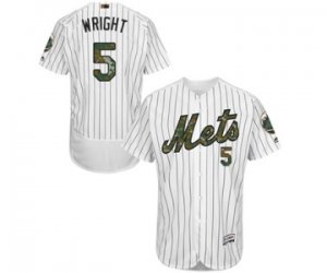 Men\'s Majestic New York Mets #5 David Wright Authentic White 2016 Memorial Day Fashion Flex Base MLB Jersey