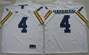 Michigan Wolverines 4 Jim Harbaugh White College Football Jersey