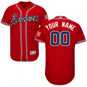 2016 Men Atlanta Braves Majestic Red Flexbase Authentic Collection custom Jersey