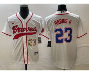Men\'s Atlanta Braves #23 Michael Harris II Number White Cool Base Stitched Baseball Jersey