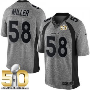 Nike Denver Broncos #58 Von Miller Gray Super Bowl 50 Men\'s Stitched NFL Limited Gridiron Gray Jersey