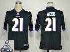 2013 Super Bowl XLVII NEW Baltimore Ravens 21 Lardarius Webb Black(Game)