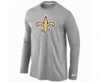 Nike New Orleans Sains Logo Long Sleeve T-Shirt Grey