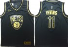 Nets #11 Kyrie Irving Black Gold Nike Swingman Jersey