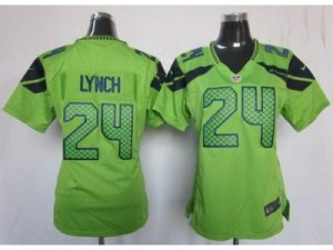 Nike Women Seattle Seahawks #24 Marshawn Lynch Green Jerseys