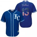 Kansas City Royals #13 Salvador Perez Royal Stars and Stripes Cool Base Jerse