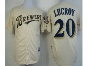 MLB Milwaukee Brewers #20 Jonathan Lucroy Cream Jersey