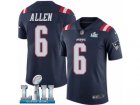 Men Nike New England Patriots #6 Ryan Allen Limited Navy Blue Rush Vapor Untouchable Super Bowl LII NFL Jersey