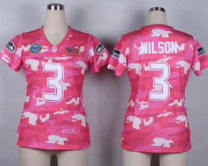 Nike Women Seattle Seahawks #3 Russell Wilson Salute to Service New Pink Camo jerseys