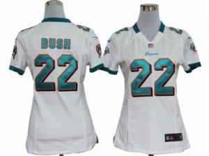 Nike women nfl miami dolphins #22 bush white jerseys