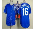 2015 World series champions Mlb Kansas City Royals #16 Bo Jackson blue jerseys