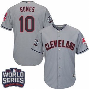 Youth Majestic Cleveland Indians #10 Yan Gomes Authentic Grey Road 2016 World Series Bound Cool Base MLB Jersey