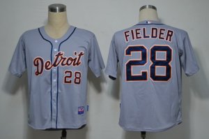 mlb jerseys detroit tigers #28 fielder grey(cool base)