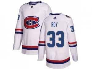 Men Adidas Montreal Canadiens #33 Patrick Roy White Authentic 2017 100 Classic Stitched NHL Jersey