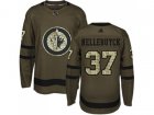 Youth Adidas Winnipeg Jets #37 Connor Hellebuyck Green Salute to Service Stitched NHL Jersey