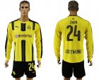 Dortmund #24 Sarr Home Long Sleeves Soccer Club Jersey