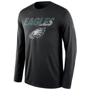 NFL Men\'s Philadelphia Eagles Nike Black Legend Staff Practice Long Sleeve Performance T-Shirt