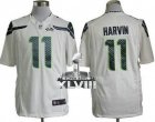 Nike Seattle Seahawks #11 Percy Harvin White Super Bowl XLVIII NFL Game Jersey