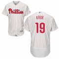 Men's Majestic Philadelphia Phillies #19 John Kruk White Red Strip Flexbase Authentic Collection MLB Jersey