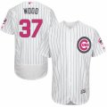 Men's Majestic Chicago Cubs #37 Travis Wood Authentic White 2016 Mother's Day Fashion Flex Base MLB Jersey