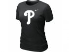 women MLB Philadelphia Phillies Heathered Black Nike Blended T-Shirt