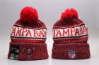 Buccaneers Red Wordmark Cuffed Pom Knit Hat YP