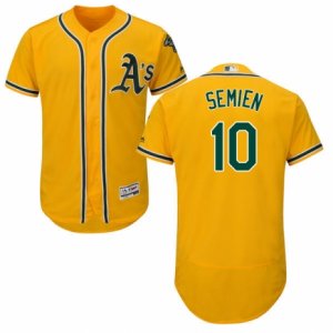 Men\'s Majestic Oakland Athletics #10 Marcus Semien Gold Flexbase Authentic Collection MLB Jersey