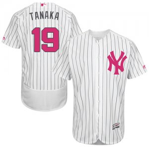 Men\'s Majestic New York Yankees #19 Masahiro Tanaka Authentic White 2016 Mother\'s Day Fashion Flex Base MLB Jersey