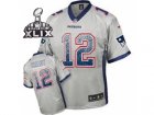 2015 Super Bowl XLIX Nike New England Patriots #12 Tom Brady Grey Jersey(Elite Drift Fashion)