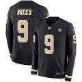 Nike Saints #9 Drew Brees Black Therma Long Sleeve Jersey