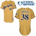Men's Majestic Milwaukee Brewers #38 Wily Peralta Authentic Gold 2013 Alternate Cool Base MLB Jersey
