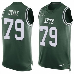 Mens Nike New York Jets #79 Brent Qvale Limited Green Player Name & Number Tank Top NFL Jersey