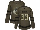 Women Adidas Vancouver Canucks #33 Henrik Sedin Green Salute to Service Stitched NHL Jersey